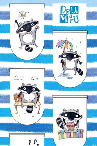 Magnetic bookmarks. Raccoons-idiots
