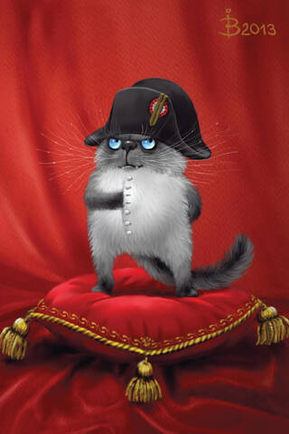 Postcard. Blue cats. Napoleon the cat.