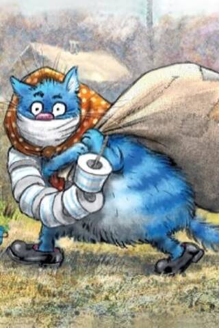 Postcard.  Blue cats. The hoarder