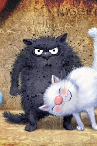 Postcard. Blue Cats. Cotello