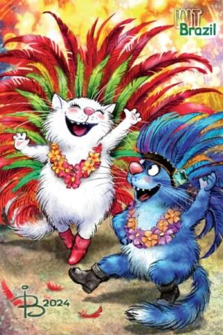 Postcard. Blue Cats. Around the World. Brazil.