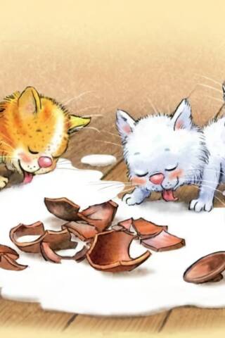 Postcard. Blue cats. Sour cream.