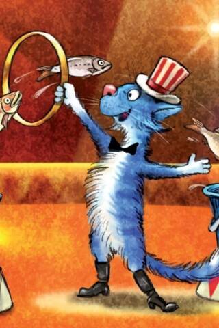 Postcard. Blue Cats. Wizard