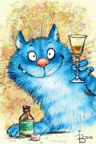 Postcard. Blue cats. Cheers!