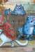 Открытка. Синие коты. Сплетни