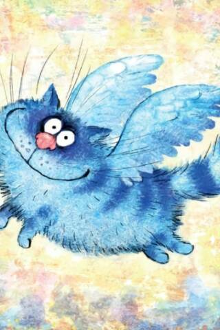 Postcard. Blue Cats. Little Angel.